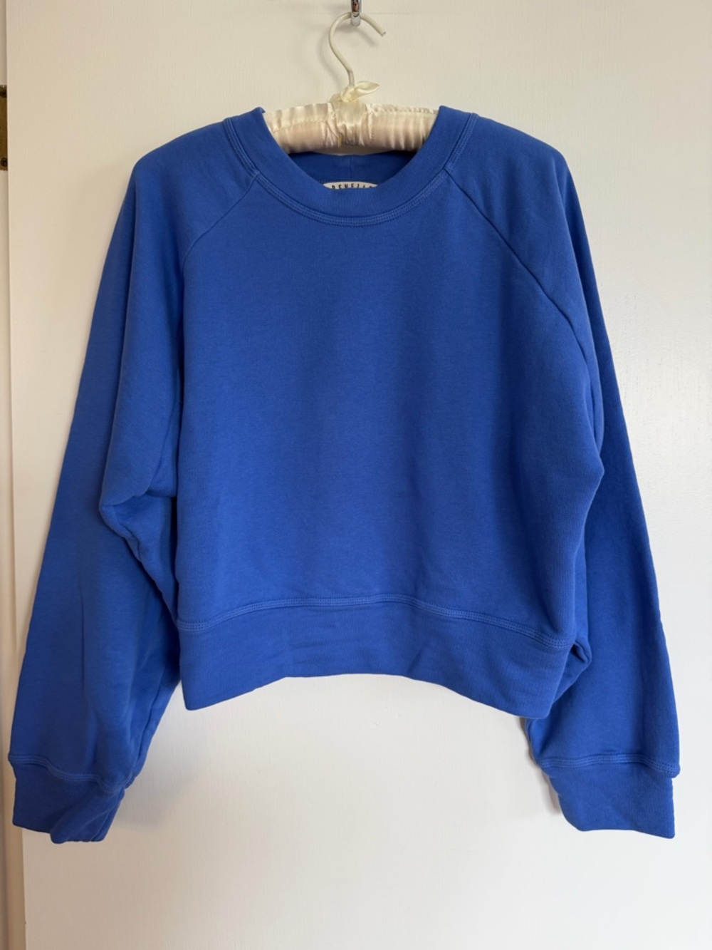 Revelle Cropped Sweatshirt Cornflower blue French terry knit 2X 2XL cotton flaw